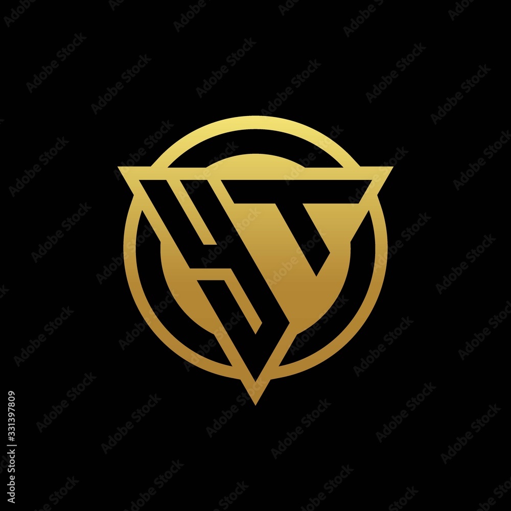 YT logo monogram with triangle shape and circle rounded isolated on gold colors YT logo monogram with triangle shape and circle rounded isolated on gold colors