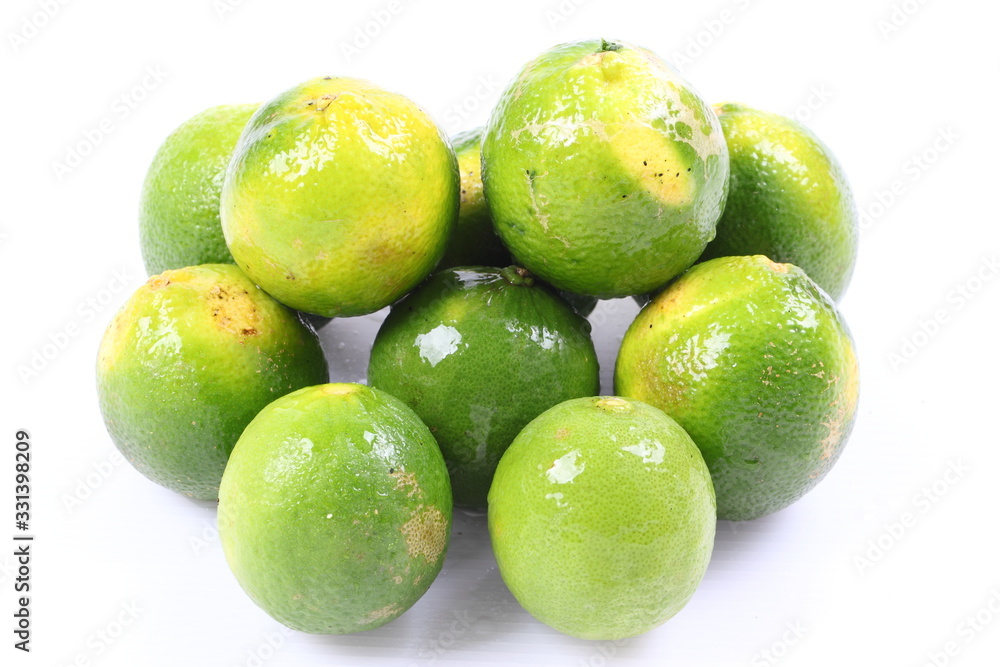 lime lemons group on white background lime lemons group on white background