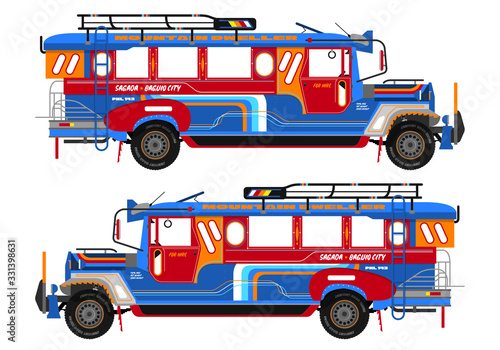 Philippines Jeepney icon vector set
