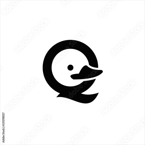 Duck logo with letter q Vector Image , letter Q duck logo 