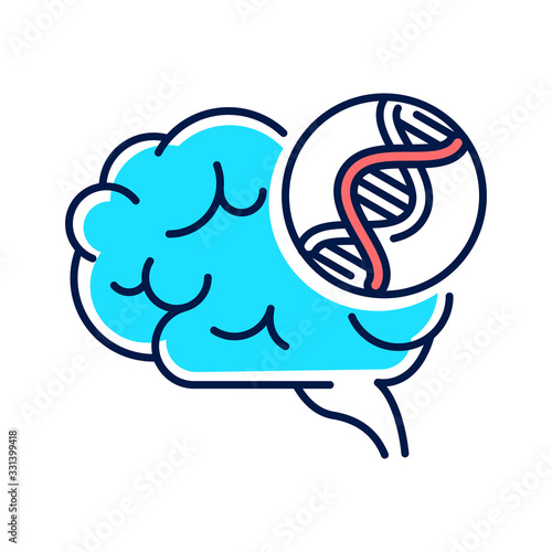 Genetic predisposition dementia line color icon. The disease is inherited. Sign for web page, mobile app, button, logo. Editable stroke.