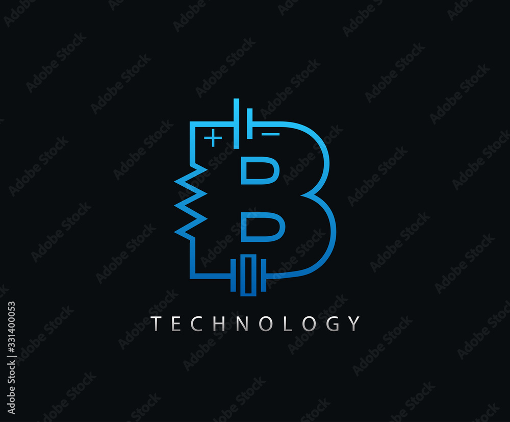 Electric B Letter Icon Design With Electrical Engineering Component Symbol. Electric B Letter Icon Design With Electrical Engineering Component Symbol.