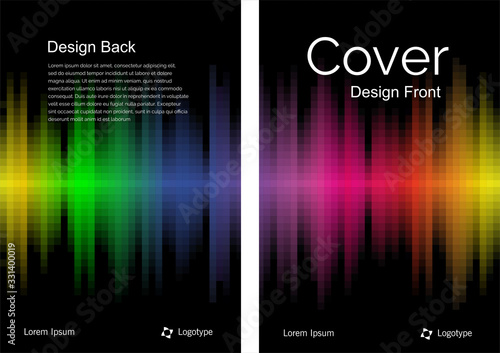 Vector illustration with abstract artistic geometry design with front and back page. Design can associate to graphs as well as sound. 