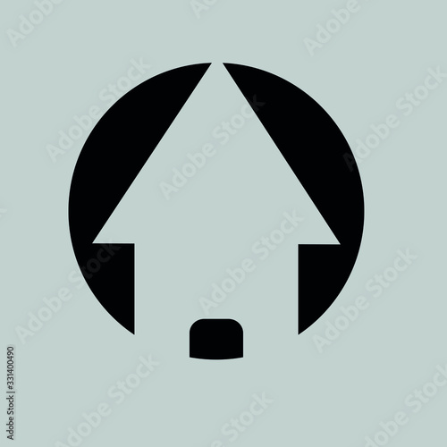 Vector icon of a house on a black circle.
