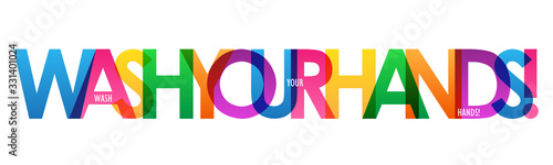 Fototapeta WASH YOUR HANDS! colorful vector typography banner