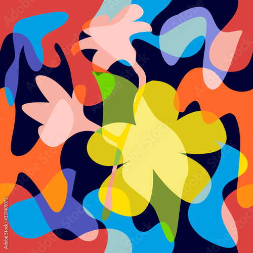 Seamless pattern with abstract overlapping shapes.