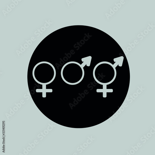 Symbol of masculine, feminine gender and sexual diversity. Vector icon.