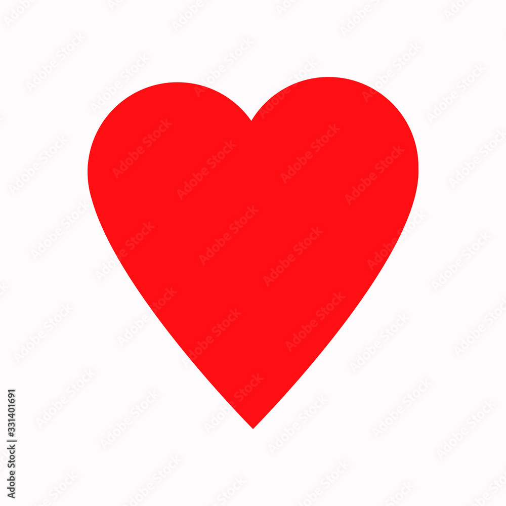 Vector icon of a red heart on white background. Love and health concept.