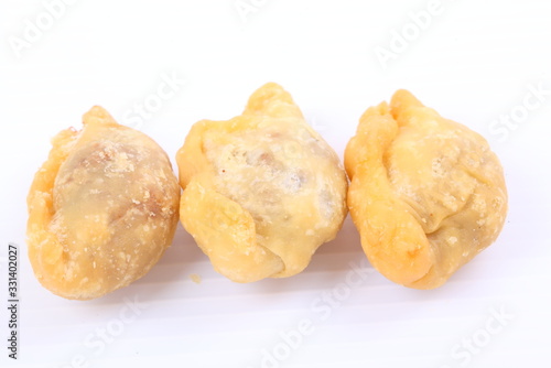 Curry puffs on white background