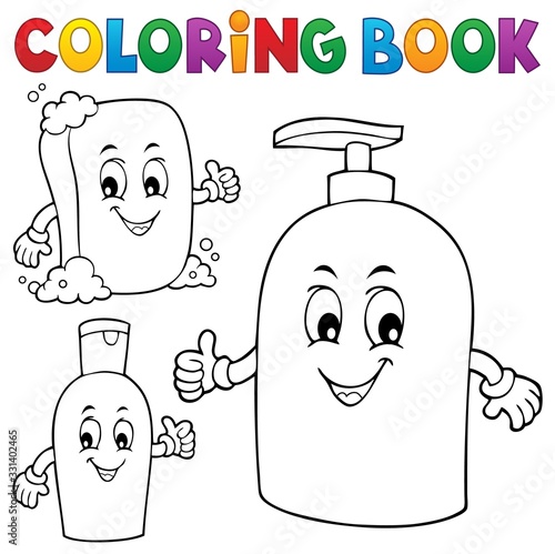 Coloring book soap and hygiene theme 1