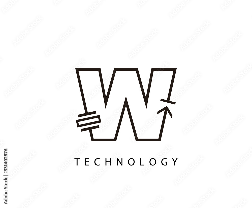 Electrical W Letter Icon Design With Electrical Engineering Symbol Element. Electrical W Letter Icon Design With Electrical Engineering Symbol Element.