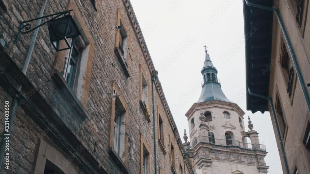 4K Vitoria Gasteiz, Santa Maria Cathedral, church tower view old centre street 4K Vitoria Gasteiz, Santa Maria Cathedral, church tower view old centre street