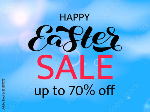 Happy Easter sale brush lettering. Vector stock illustration for banner or poster