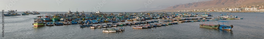 Harbour Illo Peru. Fishingboats. Coast . Pier Panorama