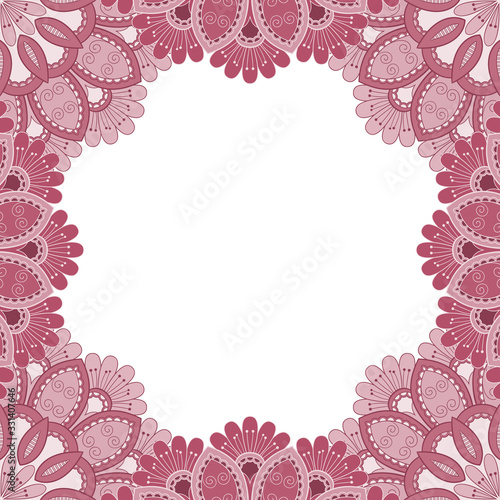 Abstract floral decorative frame for greeting card or invitation in ethnic style