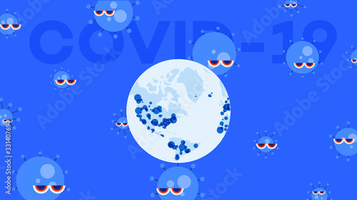 Infographic coronavirus pandemia. Blue vector background