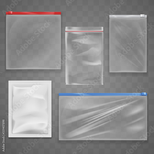 Empty plastic zip bags set