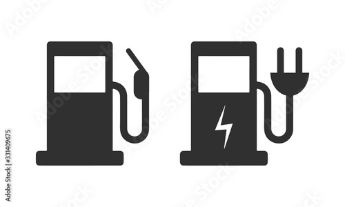 Gas and charging station isolated icons vector