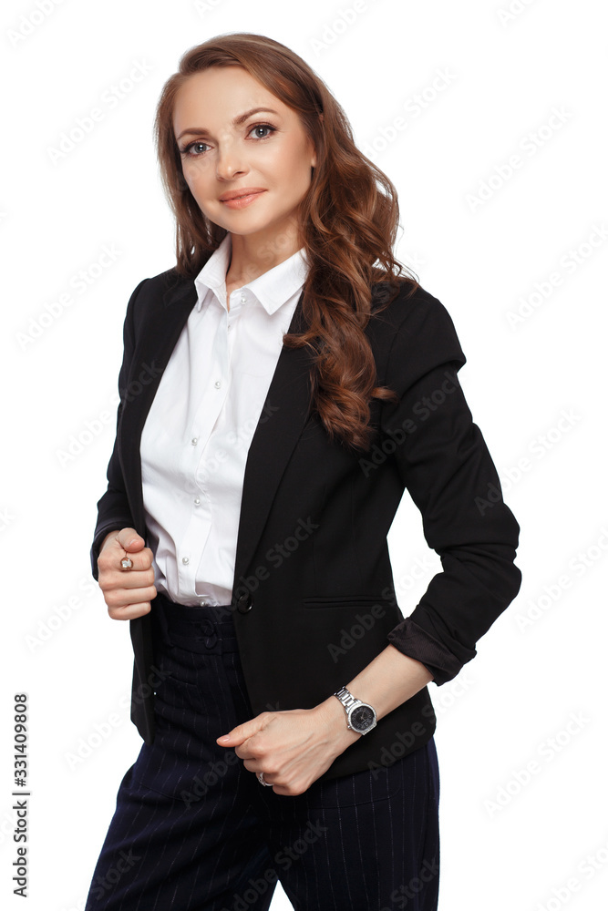 Smiling business woman, isolated on white background Smiling business woman, isolated on white background