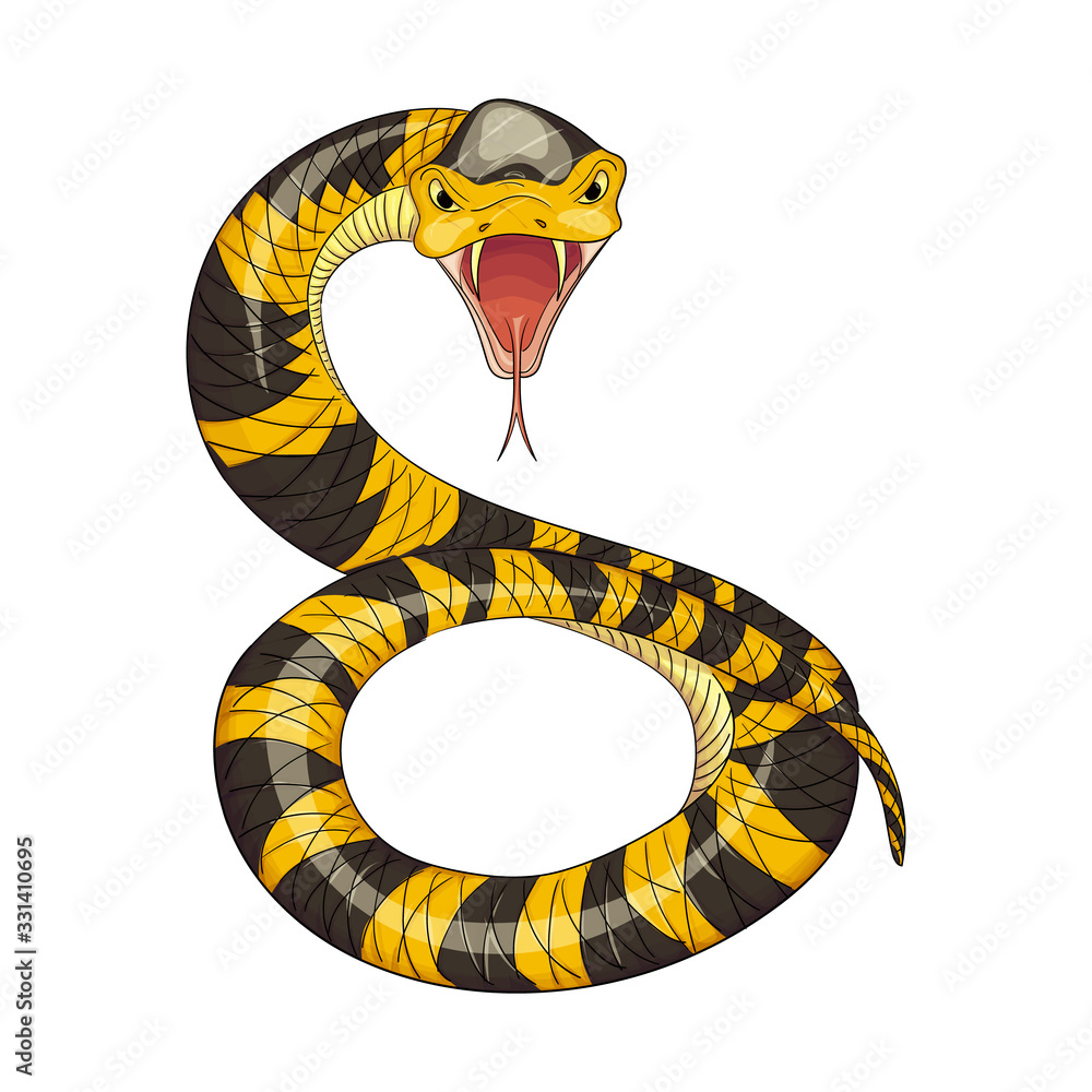 Gold-ringed cartoon style poisonous snake. Stock Vector | Adobe Stock Gold-ringed cartoon style poisonous snake. Stock Vector | Adobe Stock