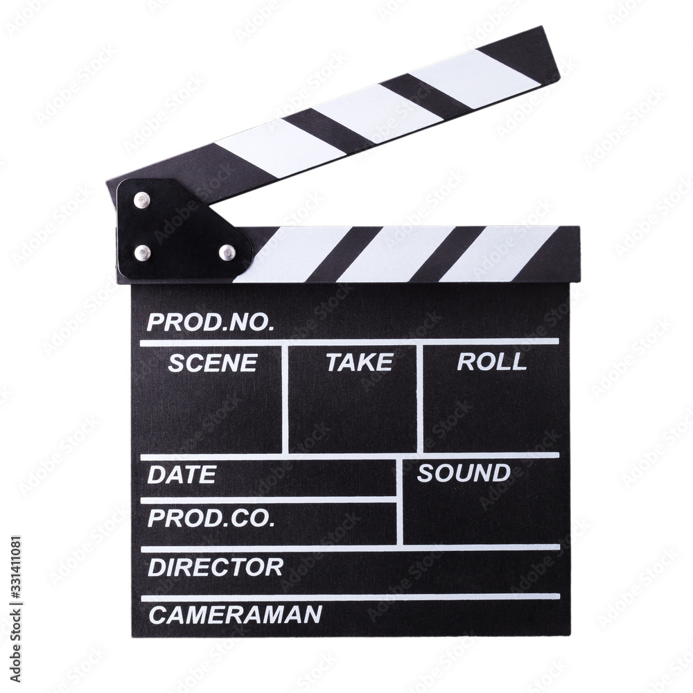 Film clapper board isolated on white background with clipping path