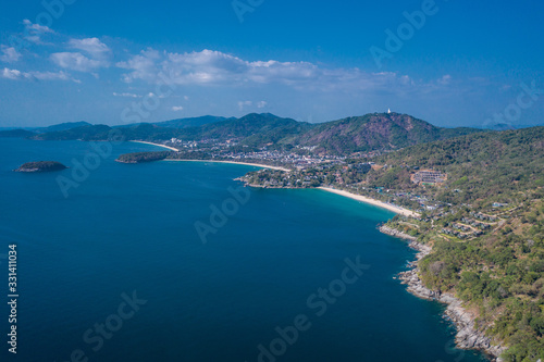 Aerial drone view of tropical Kata Noi Beach area in Phuket, Thailand © stryjek