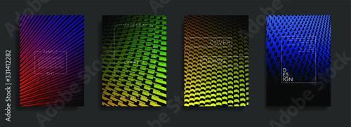 Minimal covers design. Colorful dark set. Idustrial geometric patterns. Eps10 vector.