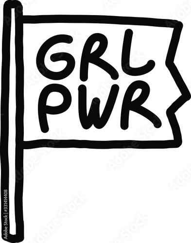 hand drawn flag with the letters girl power