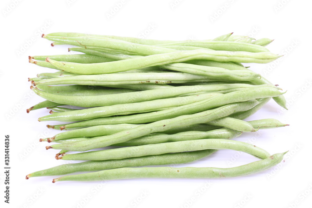 Yardlong bean isolated on the white background Yardlong bean isolated on the white background