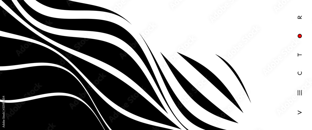 Fototapeta premium Black and white design. Pattern with optical illusion. Abstract striped background. Vector illustration.