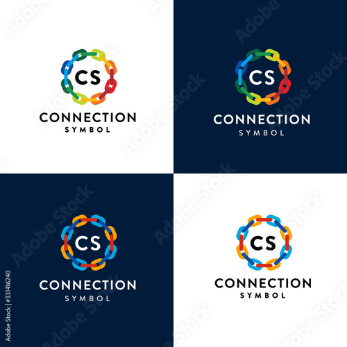 Set of Colorful Trendy Simple Chain Symbols.