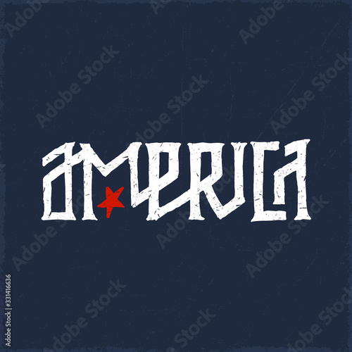 America Vintage hand lettered t shirt graphics