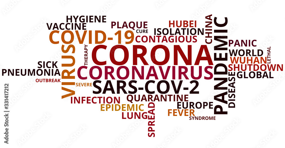 Obraz premium Word Cloud Corono Covid 19
