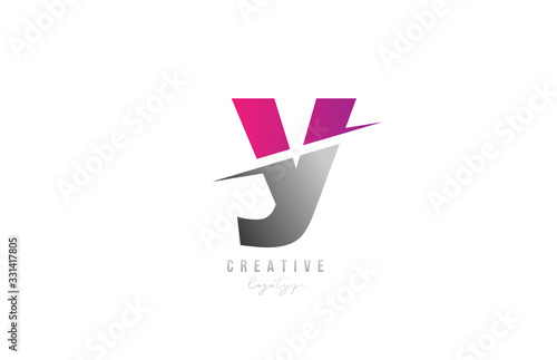 Free Download Y pink and grey letter logo alphabet icon design for company and business - GFXLoad