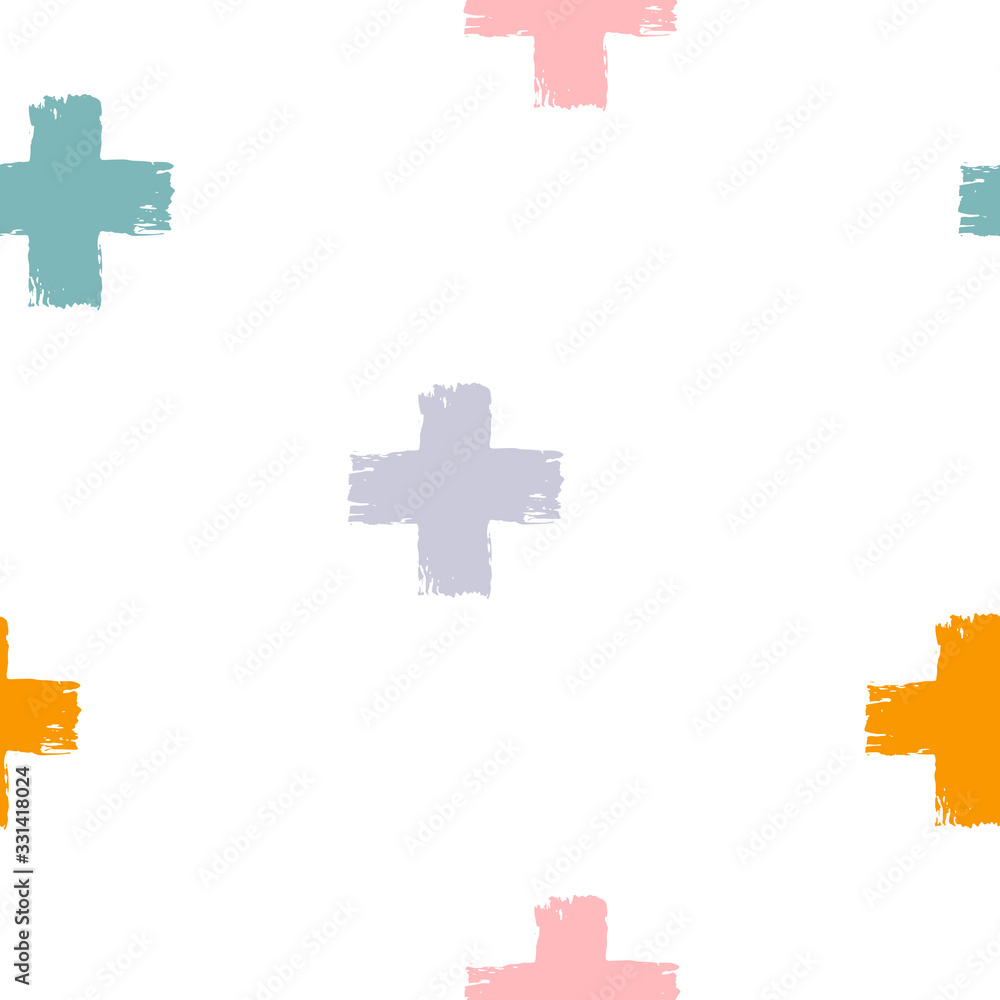 Obraz premium Pastel brush crosses seamless pattern. 