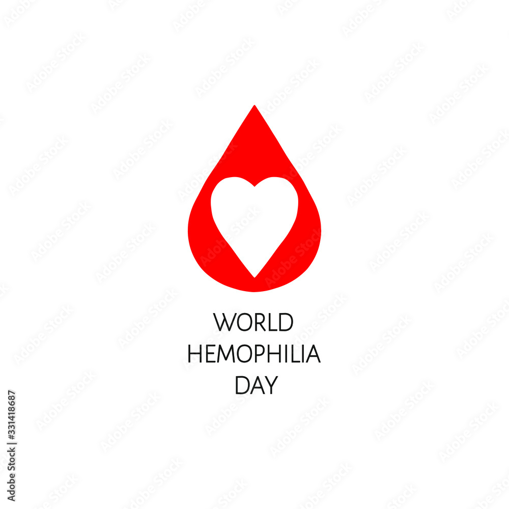 Fototapeta premium World Hemophilia Day vector background. Blood donor day concept. Awareness poster with blood drop and heart.