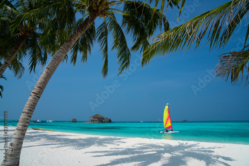 Sandy beach of tropical island in the Maldives