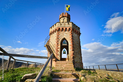 Photography Bad Dürkheim, Germany - March 2020: Flag tower, also known as coffee grinder b