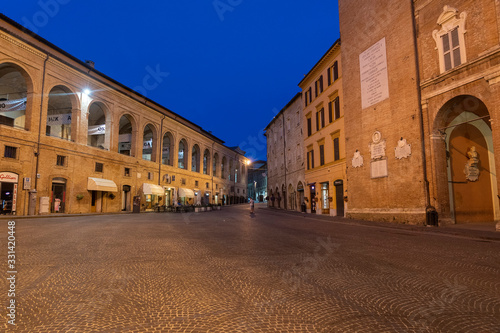 Fabriano, Marches, Italy: historic buildings by night
