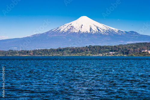 volcano osorno viewpoints blue water cabulco villarica chile volcan thaw river snow on top chile puerto varas puerto mont pucon villarica osorno blue water blue sky sunset