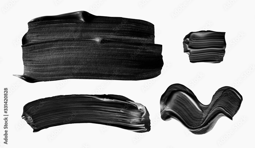 Acrylic hand painted minimal black brush strokes collection isolated on white background - design element, clip art Acrylic hand painted minimal black brush strokes collection isolated on white background - design element, clip art