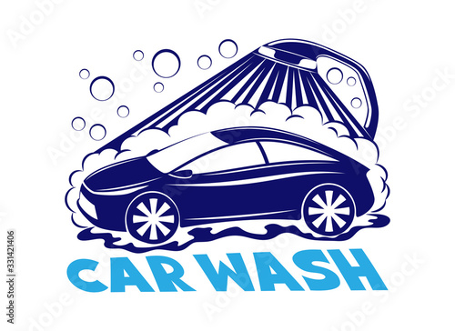 Car wash sign on a white background.