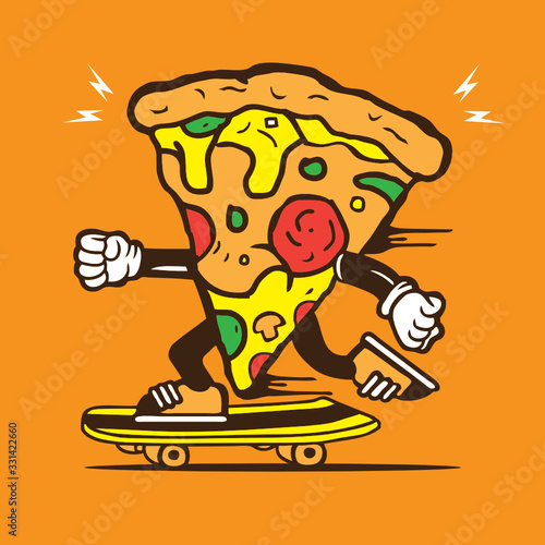 Pizza Cheese Skateboarding Character Design