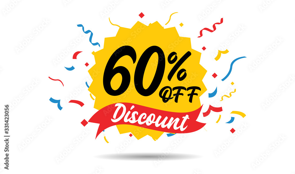 Sale discount icons. Special offer price signs. 60 percent off reduction symbols. ribbons or badge symbols. Colored elements. Vector Sale discount icons. Special offer price signs. 60 percent off reduction symbols. ribbons or badge symbols. Colored elements. Vector
