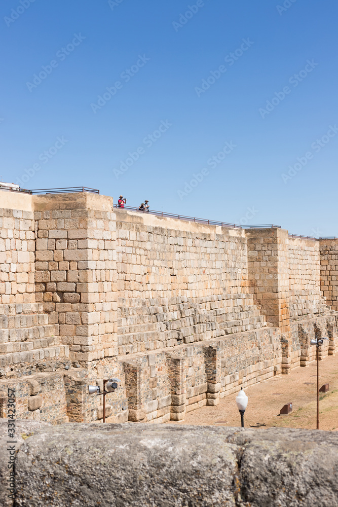 Fototapeta premium Tourists visiting the Alcazaba of Mérida, Spain