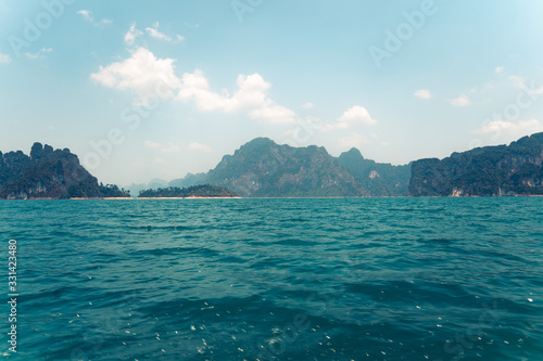 Lakes and rocky mountains, reservoirs,Beautiful blue lake view