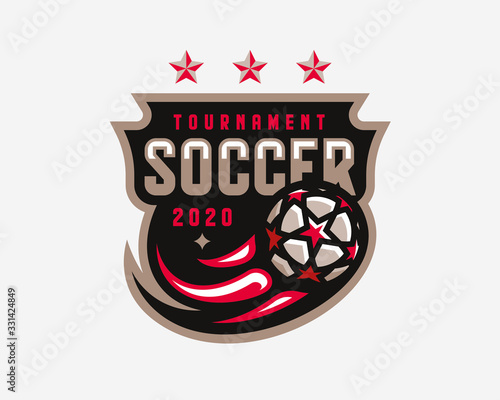 Soccer logo design. Football emblem tournament template editable for your design.