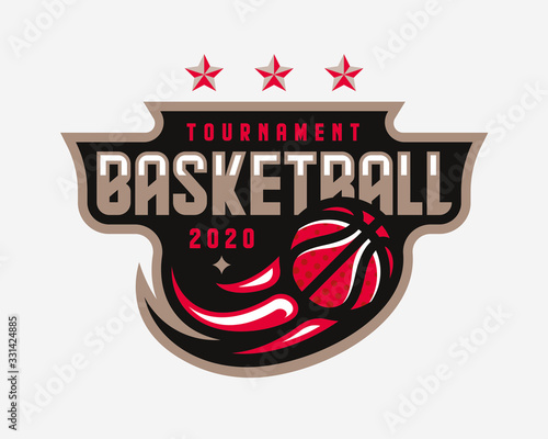 Basketball logo design, emblem tournament template editable for your design.