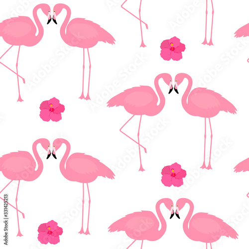  Vector flamingo bird seamless pattern