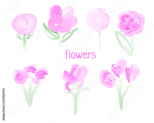 vector illustration, set of watercolor flowers for the beloved woman for the holiday. For postcards